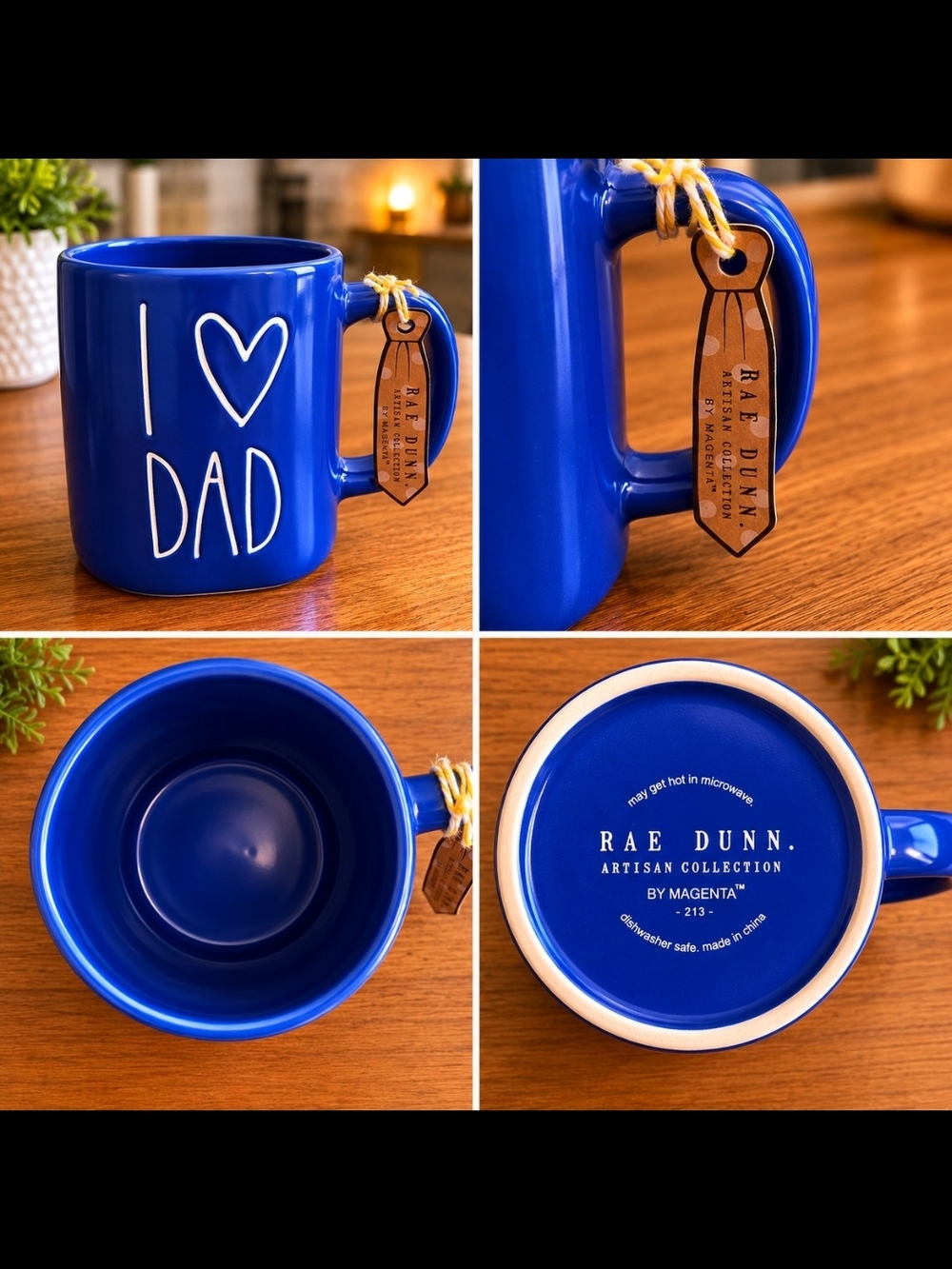 Rae Dunn Blue "I ♥ DAD" Ceramic Mug with Tag